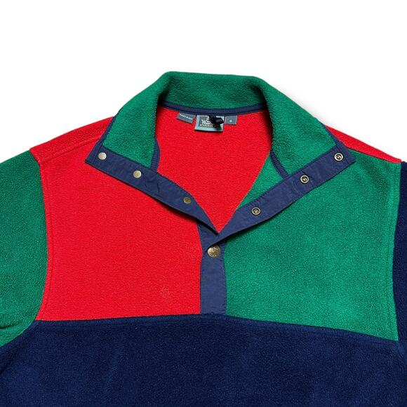 Vintage 80s 90s Woolrich Colorblock Fleece T Snap Synchilla Style USA Made Sz S - Picture 3 of 6
